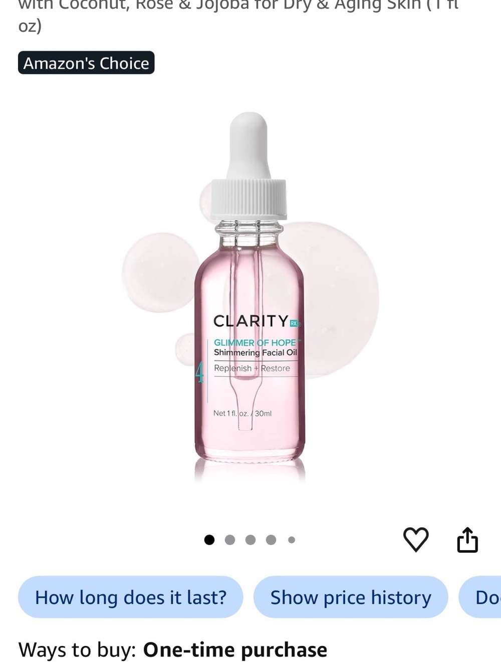 Clarity Glimmer of Hope Shimmering Facial Oil - Pink